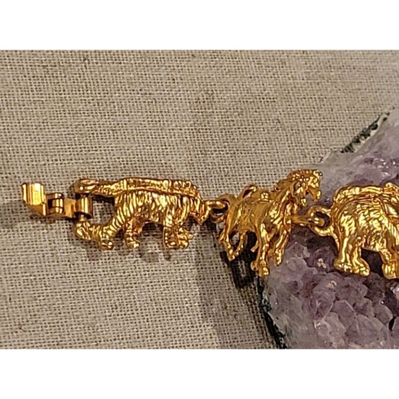 Vintage Bible Noah's Ark Link Charm Bracelet Elephant Zebra Giraffe Goldtone 7" - Picture 3 of 6